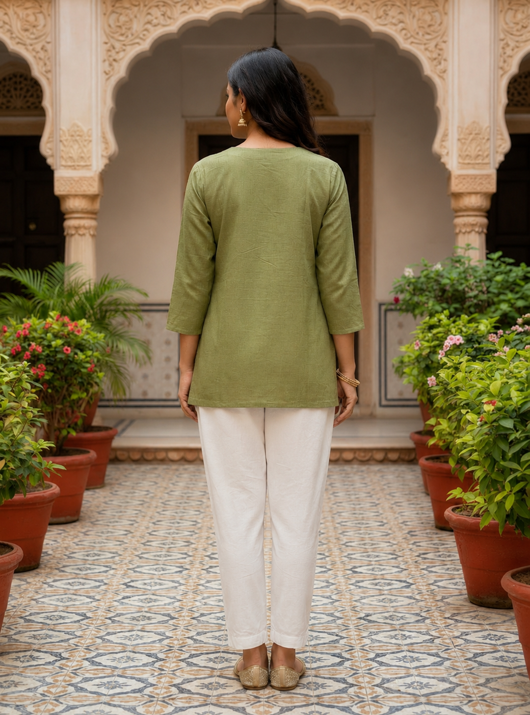 Olive Cotton Kurti