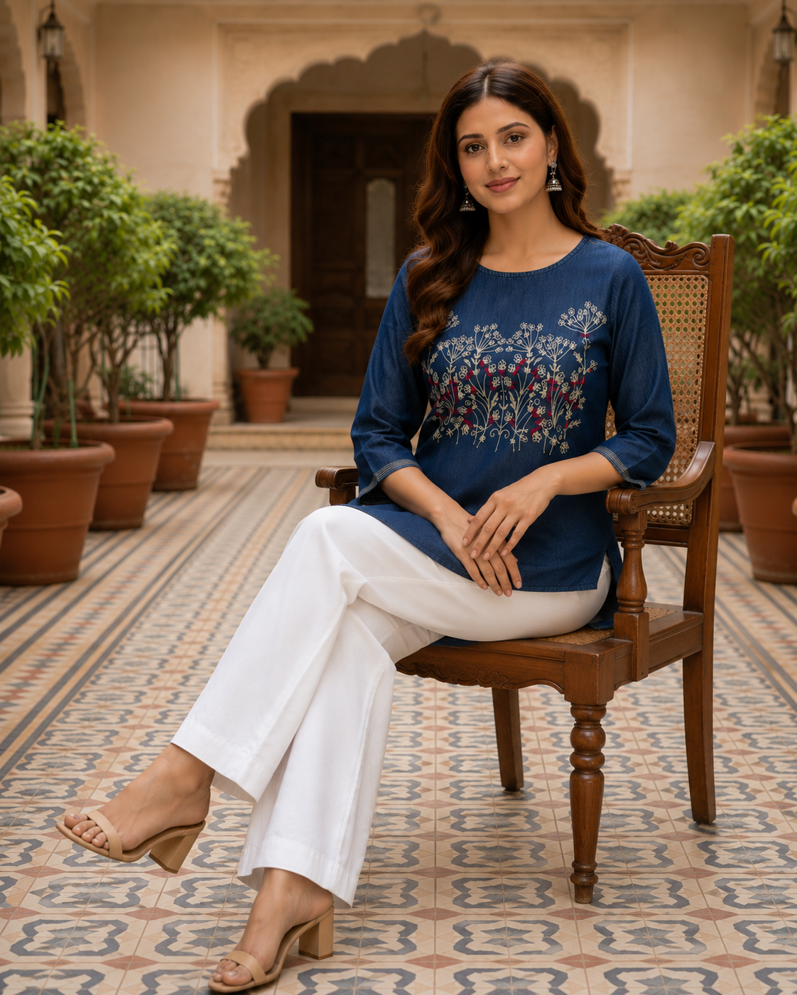 Denim Embroidered Tunic