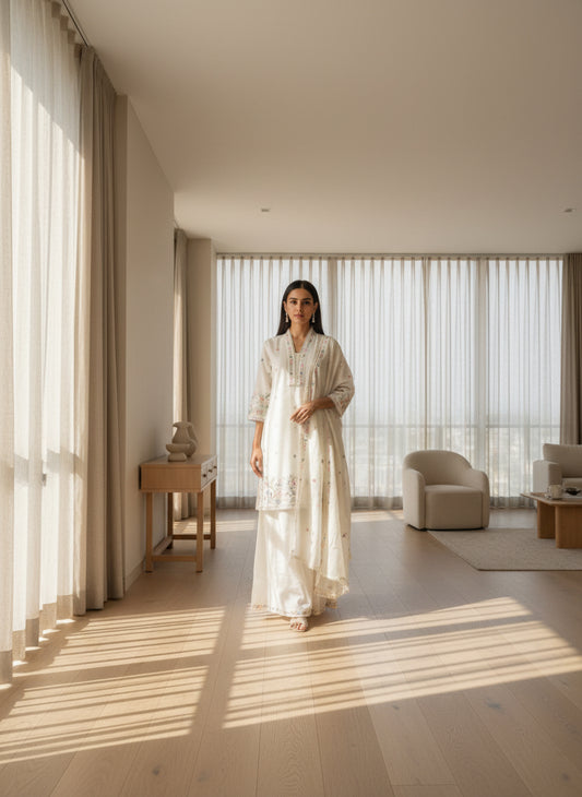 Ivory Cotton Kurta Set 2