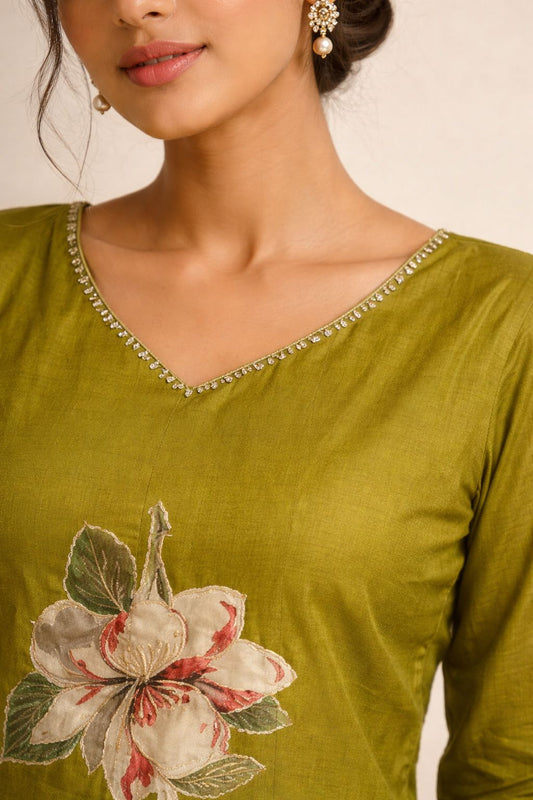 Mehndi Garden Kurta Set for Women | Elegant Festive & Everyday Ethnic Wear