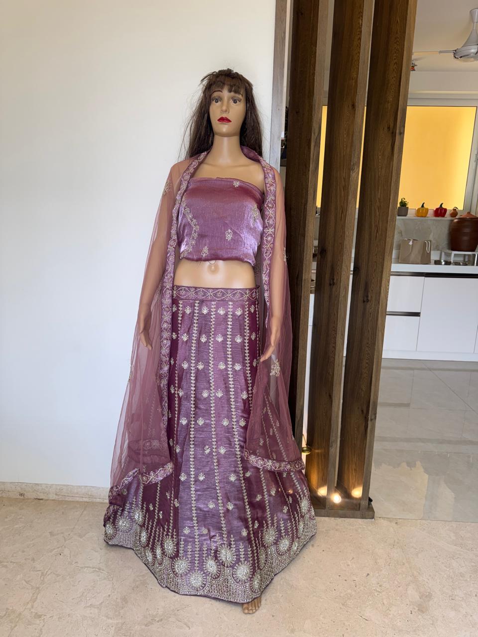 Mauve Embroidered Lehenga Set