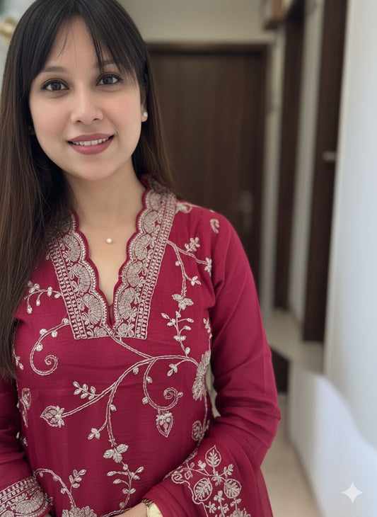 Rose Embroidered Kurta Set