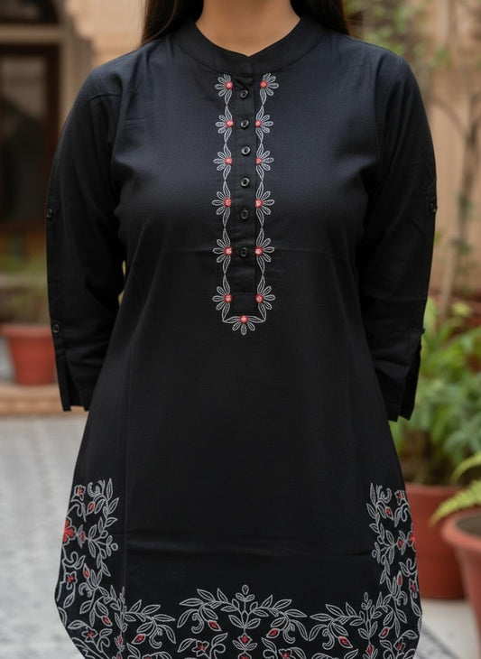 Black Embroidered Kurti
