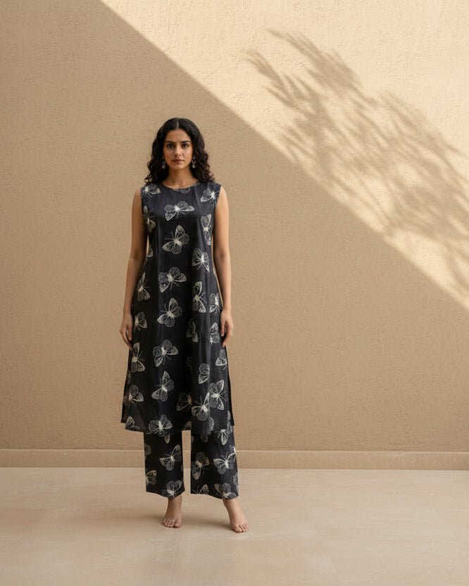 Black printed palazzo set