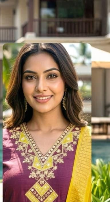 Wine Embroidered Kurta Set with Dupatta