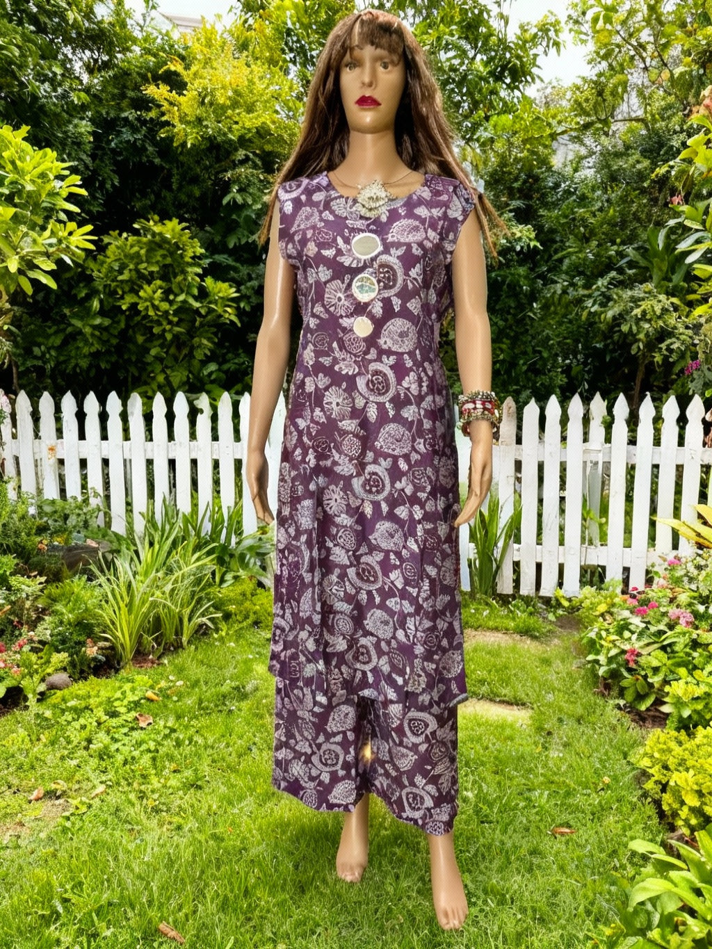 Purple Floral Kurta and Palazzo Set
