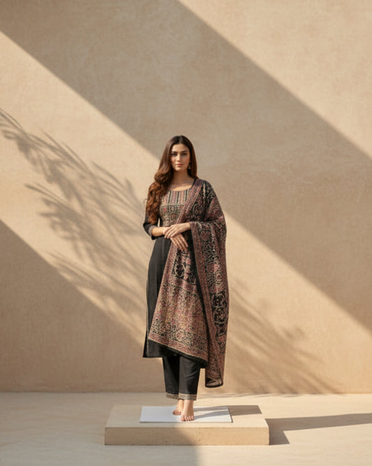 Black cotton kurta set