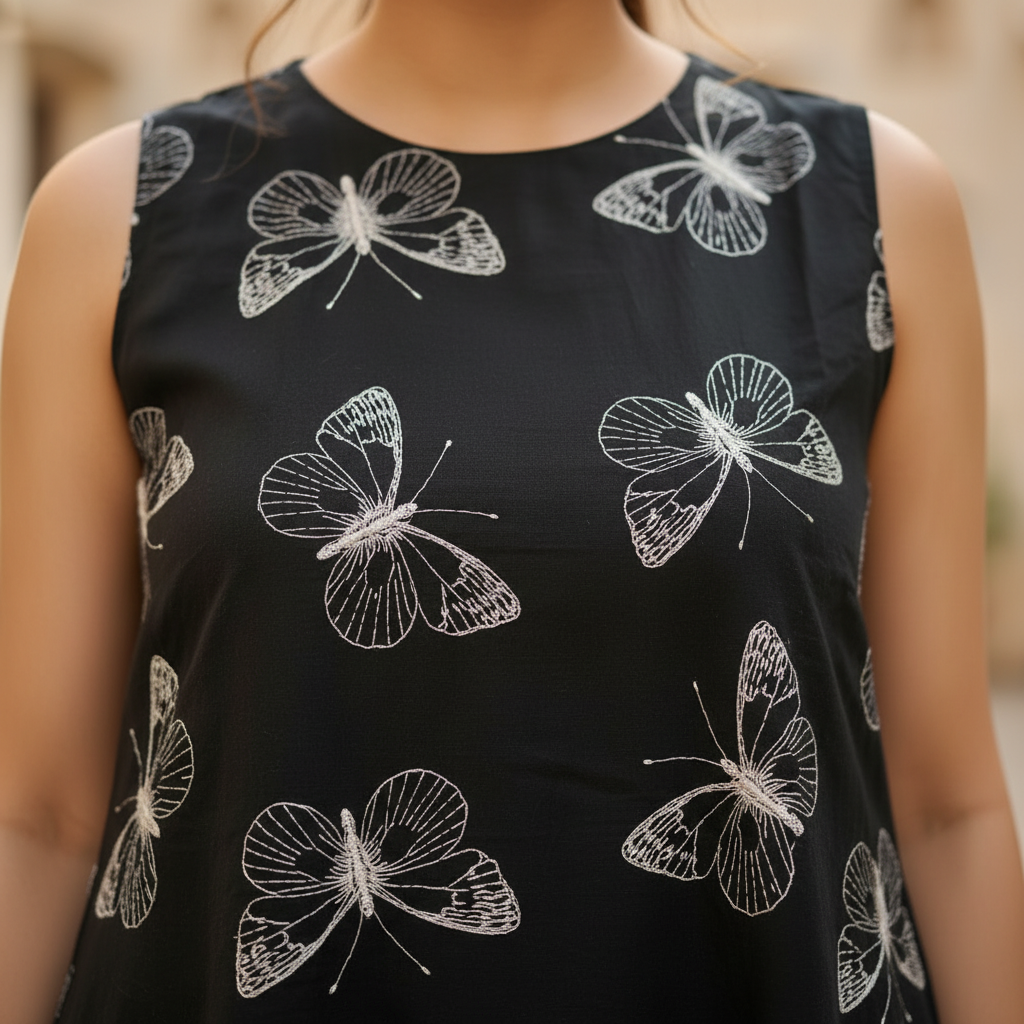 Black Cotton Printed Palazzo Set