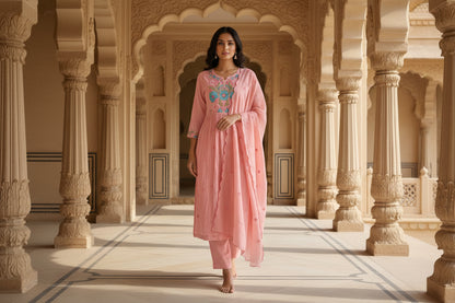 Baby Pink Embroidery Kurta Set 5