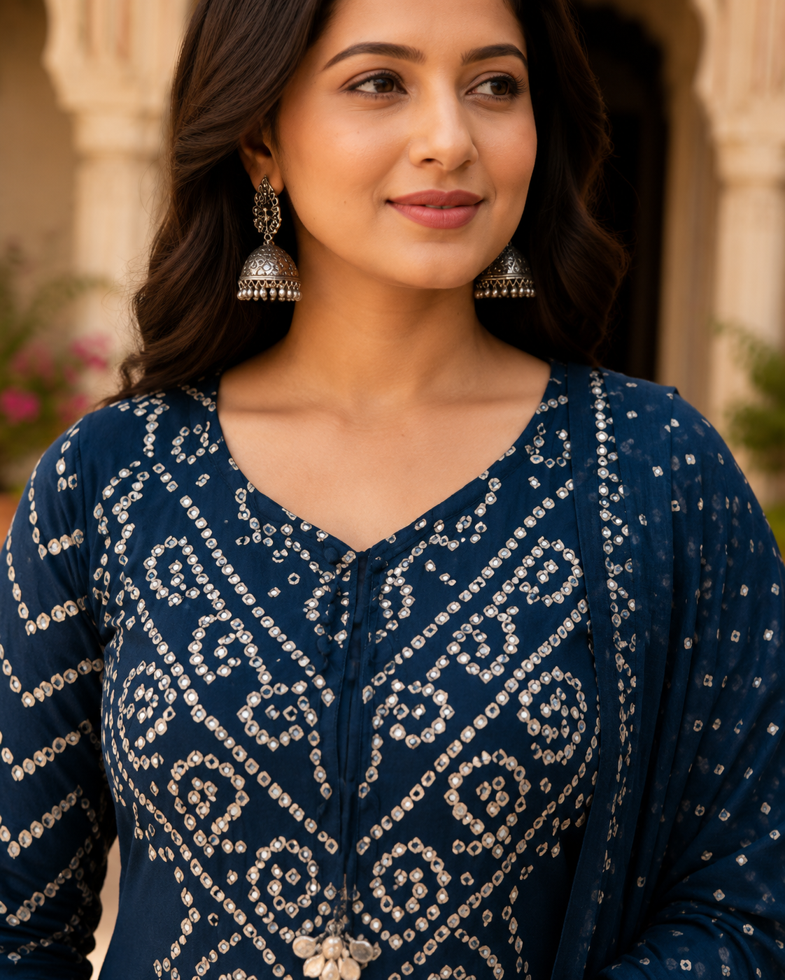 Neelika Royal Blue Bandhani Kurta Set