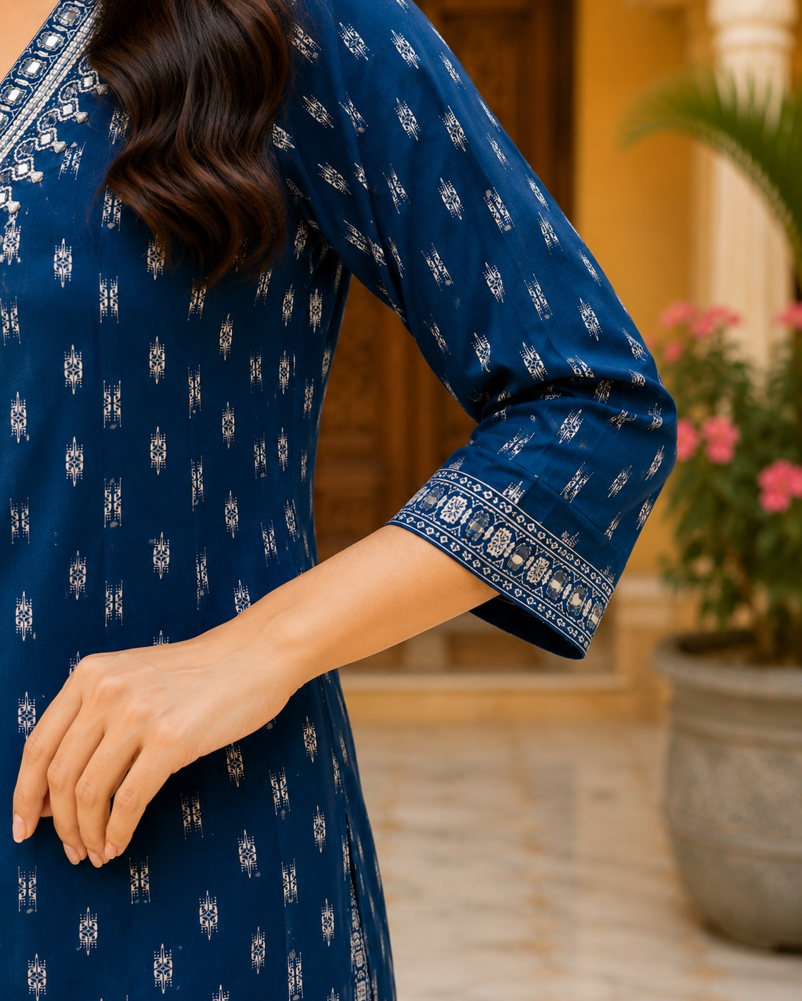 Royal Peacock Blue Printed Kurti