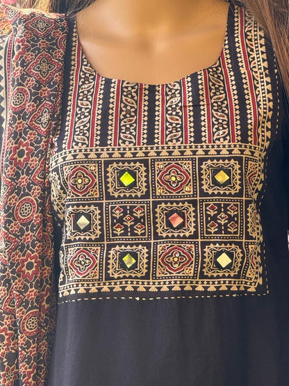 Black cotton kurta set