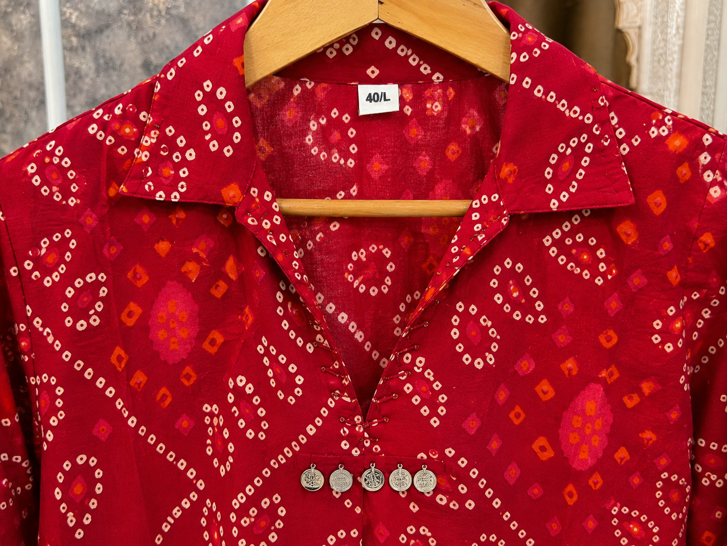 Ruhani Red Bandhani Cotton Coord Set