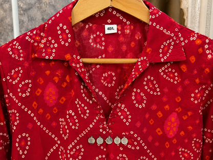 Ruhani Red Bandhani Cotton Coord Set