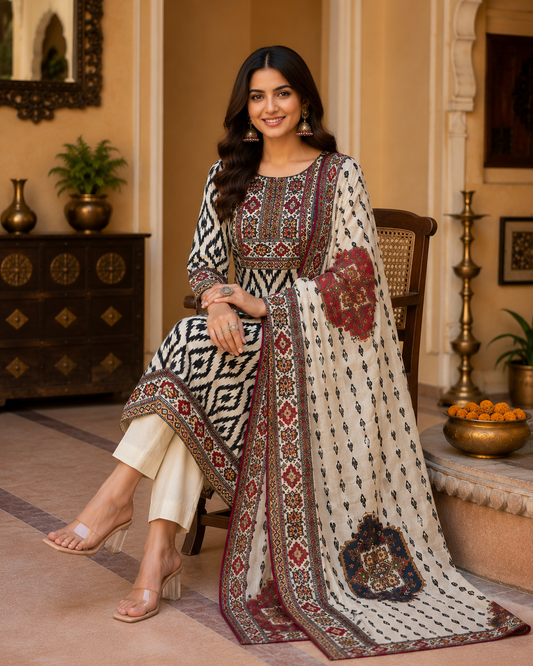 Noor Ikat Elegance Kurta Set