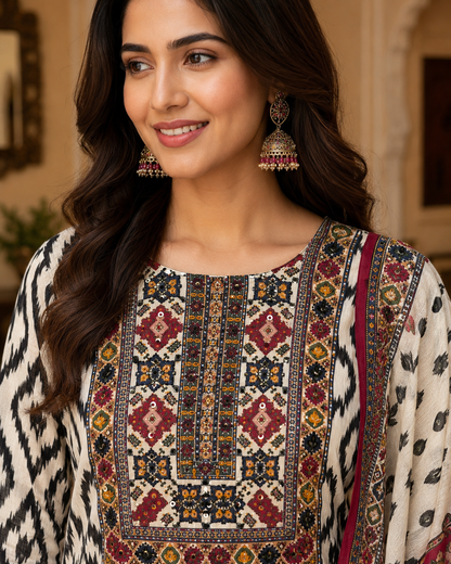 Noor Ikat Elegance Kurta Set
