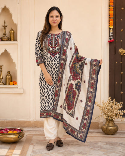 Noor Ikat Blue Elegance Kurta Set