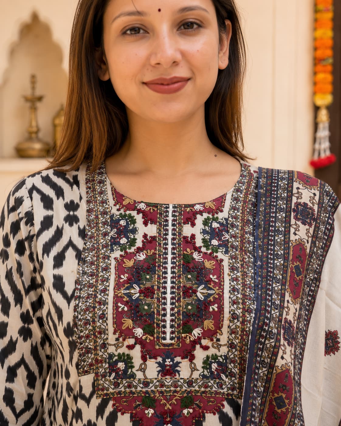 Noor Ikat Blue Elegance Kurta Set