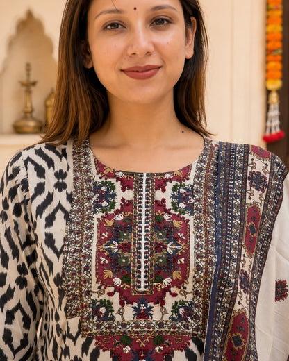 Noor Ikat Blue Elegance Kurta Set