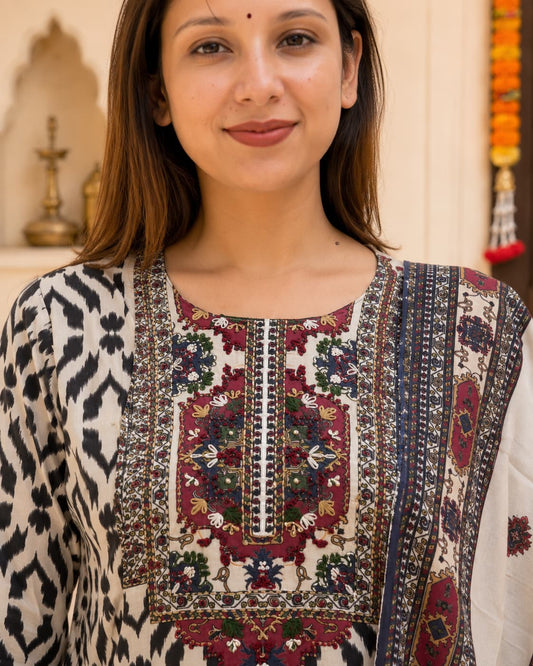 Noor Ikat Blue Elegance Kurta Set