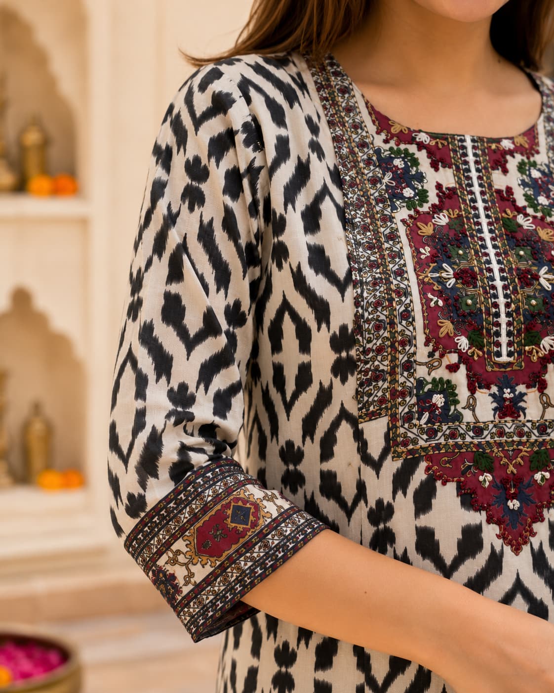 Noor Ikat Blue Elegance Kurta Set