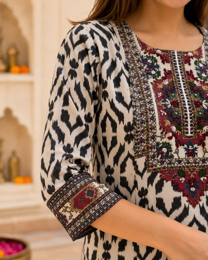 Noor Ikat Blue Elegance Kurta Set