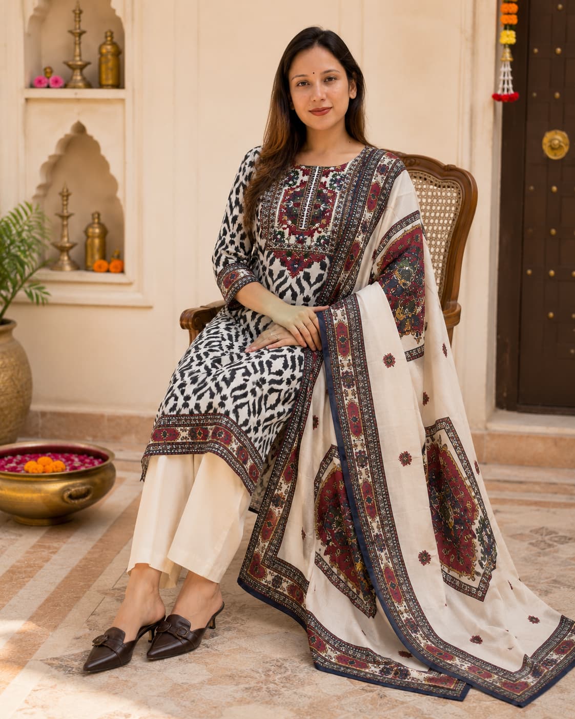 Noor Ikat Blue Elegance Kurta Set