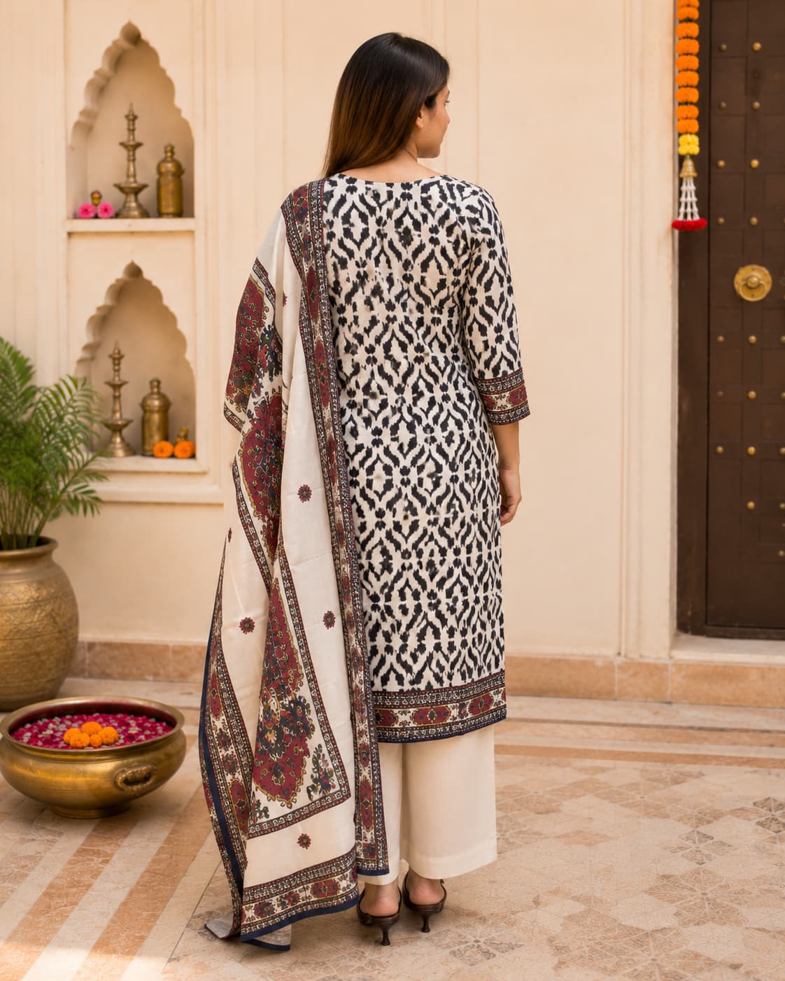 Noor Ikat Blue Elegance Kurta Set