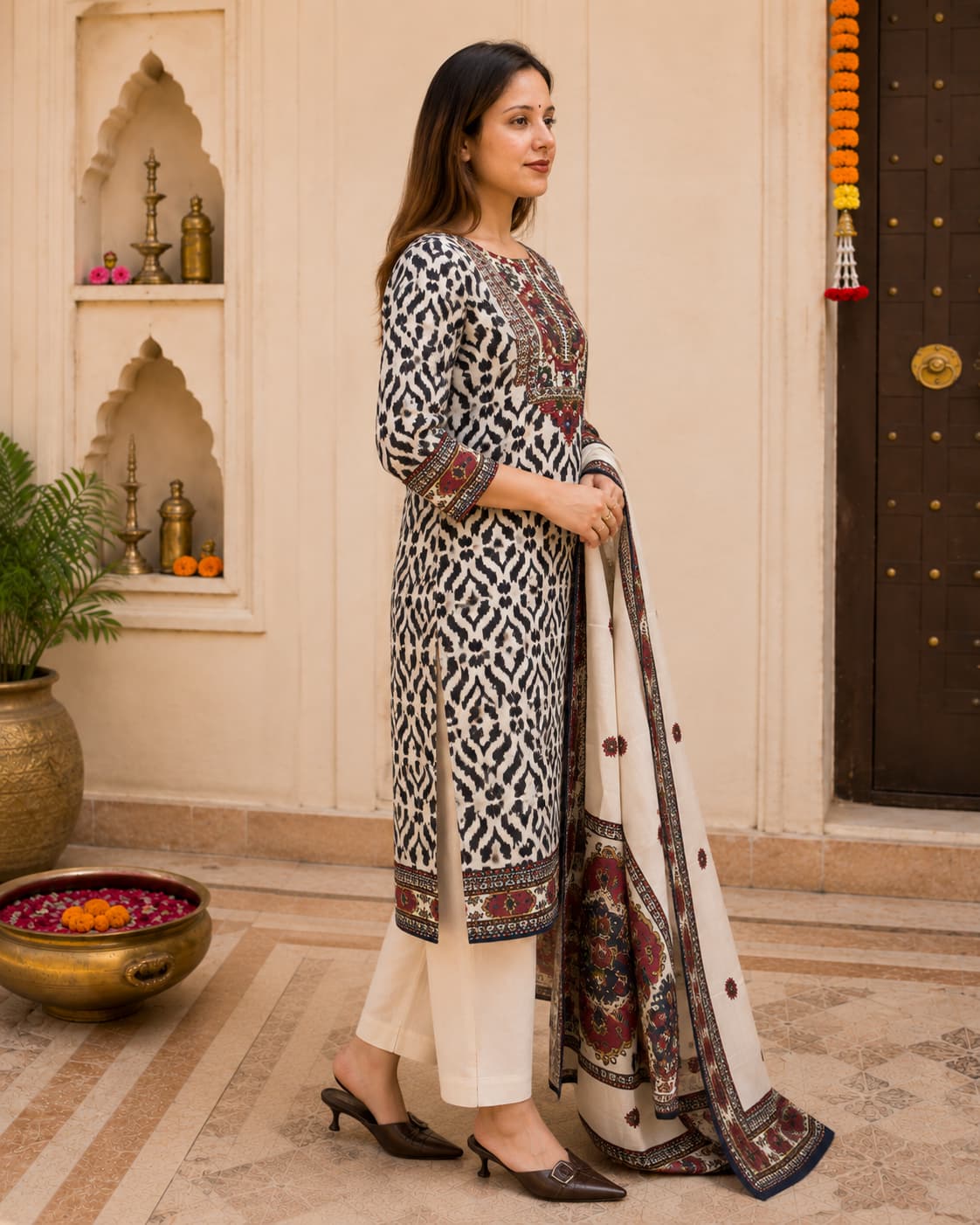 Noor Ikat Blue Elegance Kurta Set
