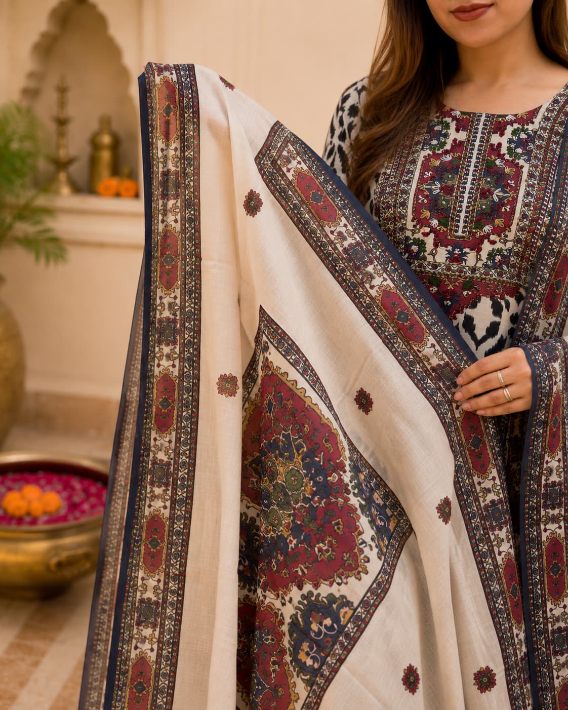 Noor Ikat Blue Elegance Kurta Set