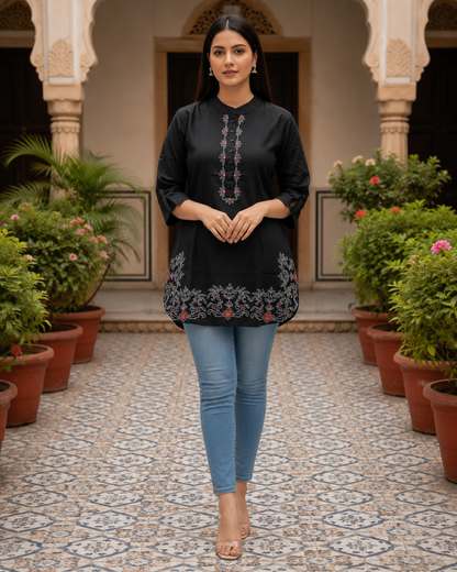 Black Embroidered Kurti