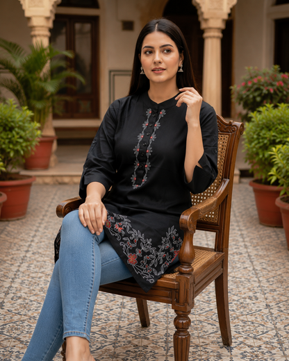 Black Embroidered Kurti