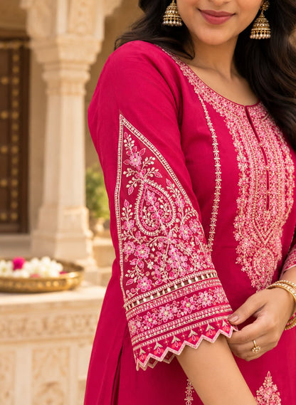 Farsi salwar from the Gulnaar magenta embroidered set