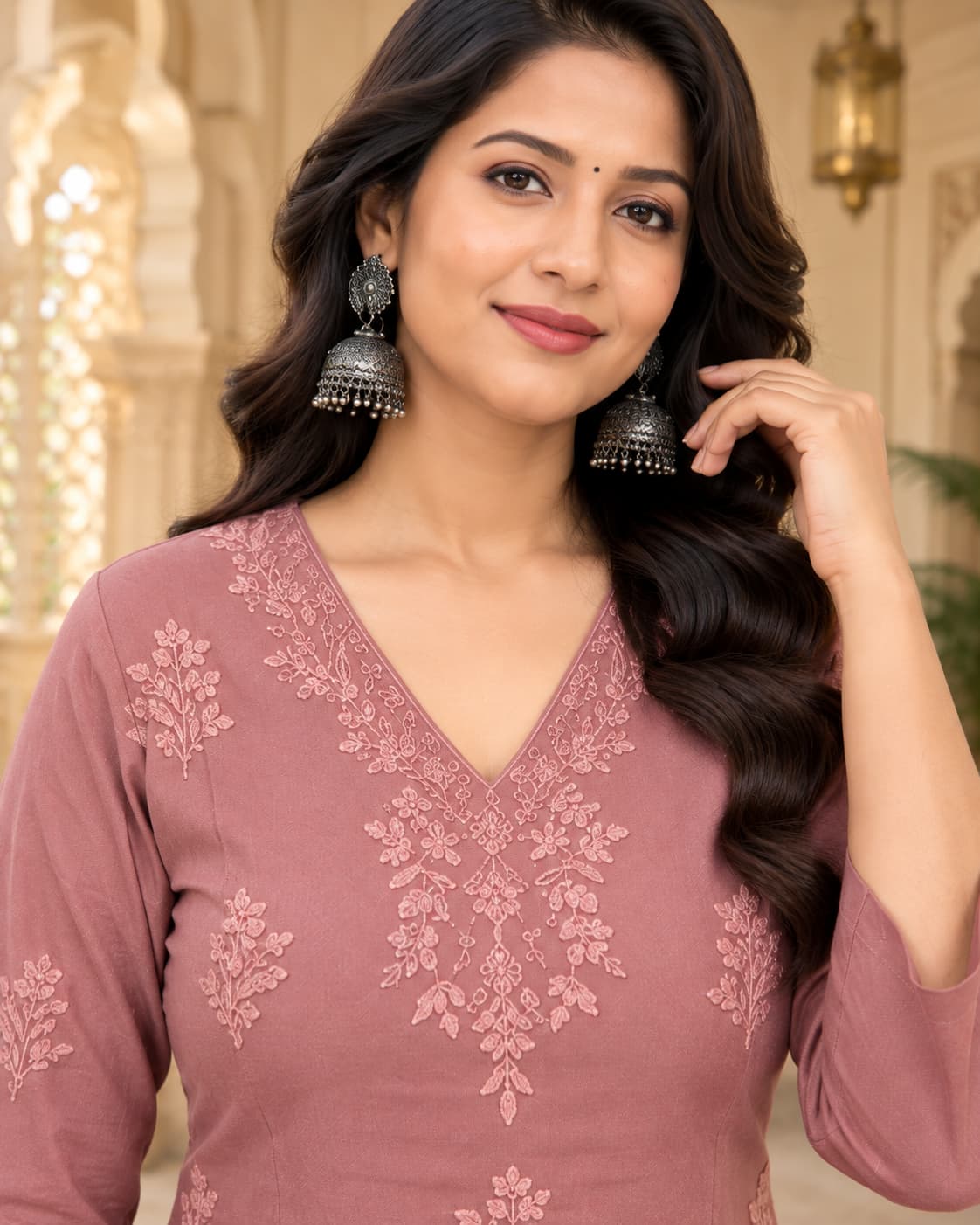 Pink kurta pant set for office, brunch and Raksha Bandhan