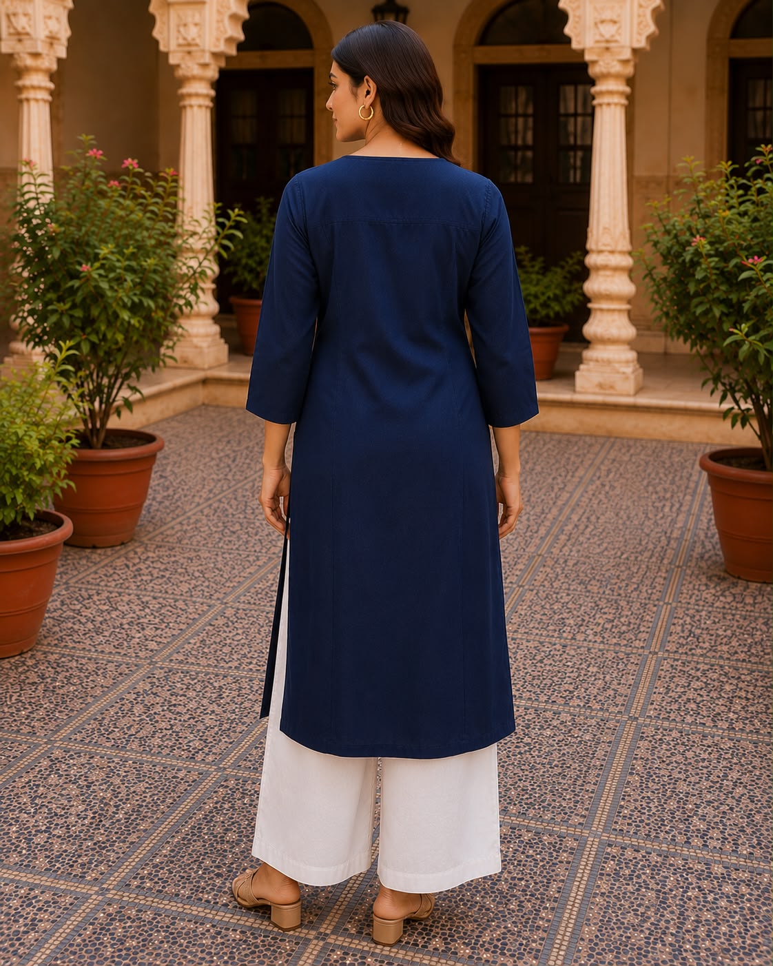 Soft Denim Bloom Kurta