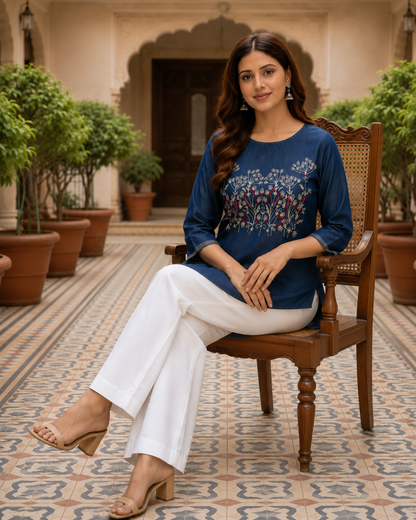 Denim Embroidered Tunic