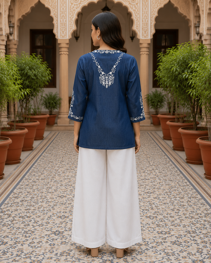 Denim Embroidered Tunic
