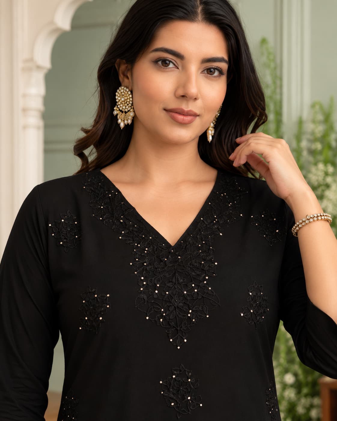 Black Chikankari Embroidered Kurta Pant Set