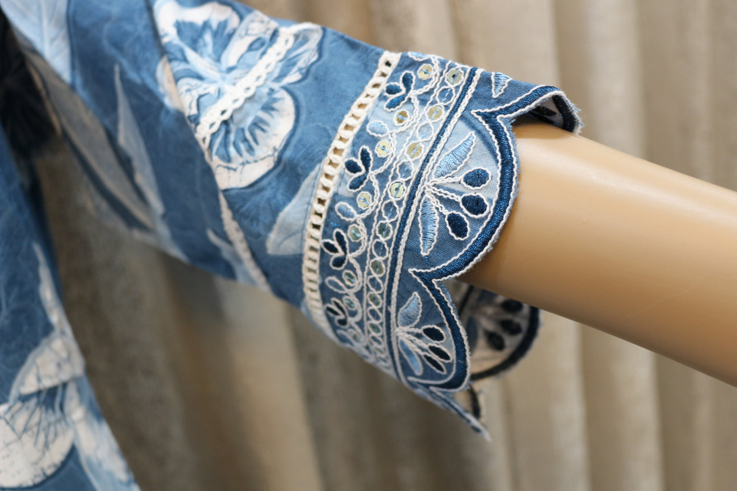 Indigo Blue Printed Cotton A-line Kurta Set