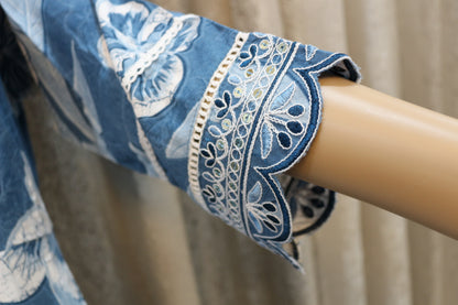 Indigo Blue Printed Cotton A-line Kurta Set