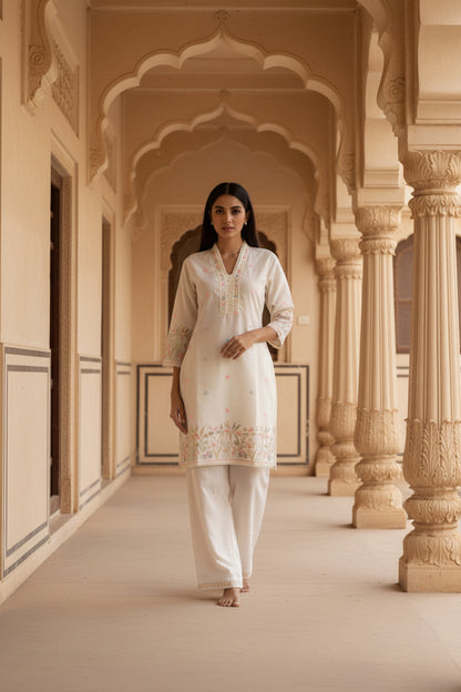 Ivory Cotton Kurta Set