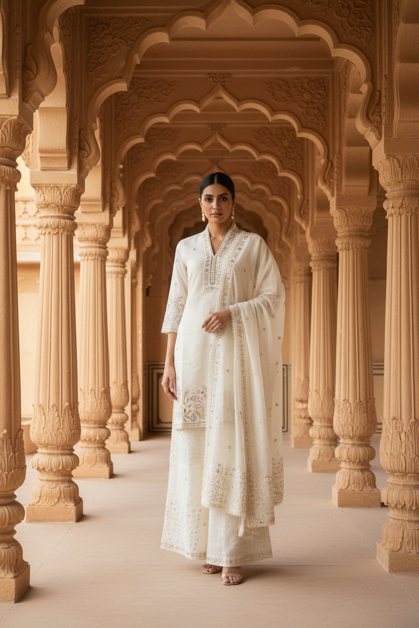 Ivory Cotton Kurta Set 1