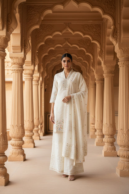 Ivory Cotton Kurta Set 1
