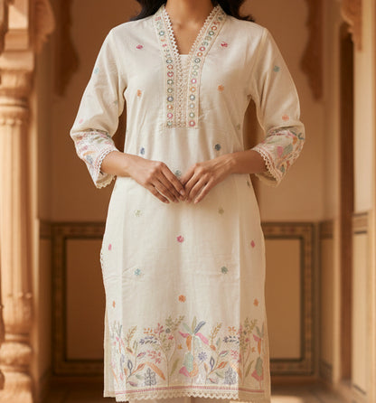 Ivory Cotton Kurta Set 4