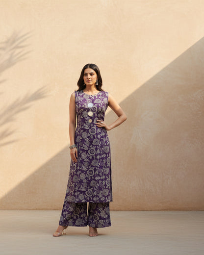 Maroon Print Kurta Set 3