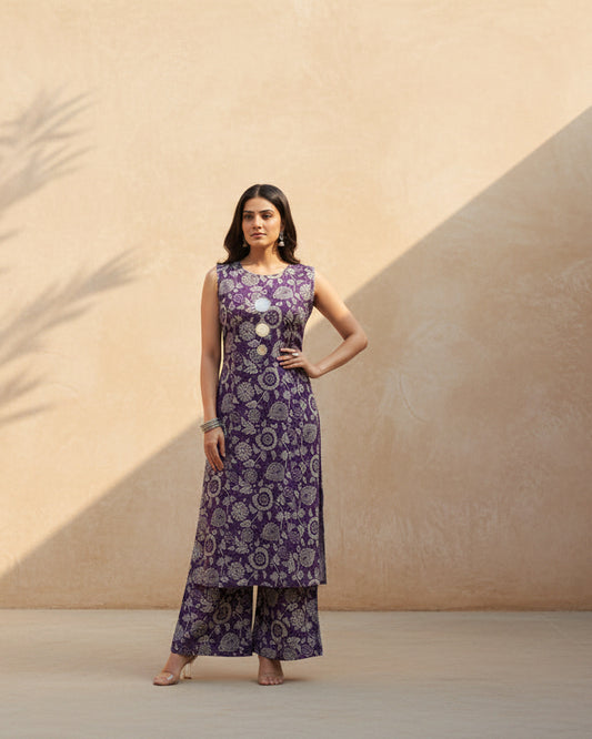 Maroon Print Kurta Set 3