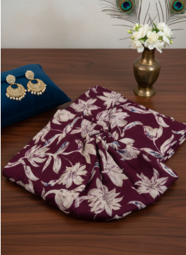 Maroon Printed Cotton Suit Material