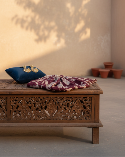 Maroon Printed Cotton Suit Material