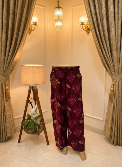 Maroon print cotton pant