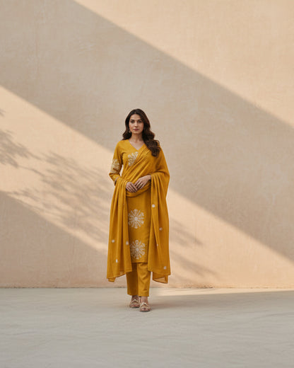 Mustard Print Kurta set 8